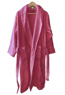 Peignoir en coton Bio, coloris framboise, Taille L