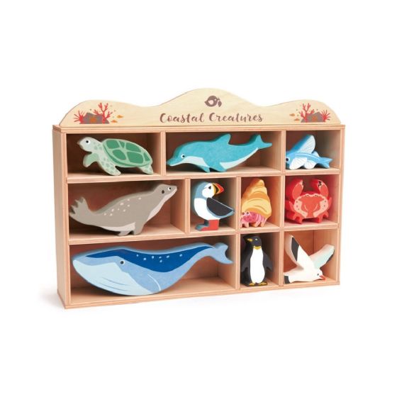 Set d'animaux en bois : animaux marins