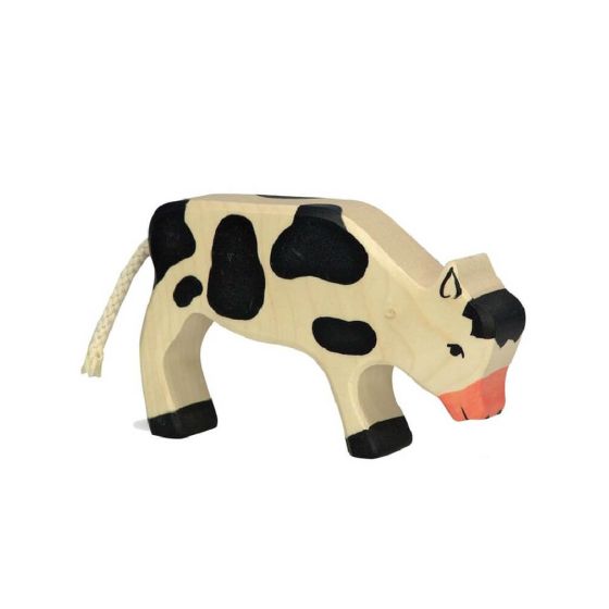 Figurine Holtztiger Veau broutant - Noir