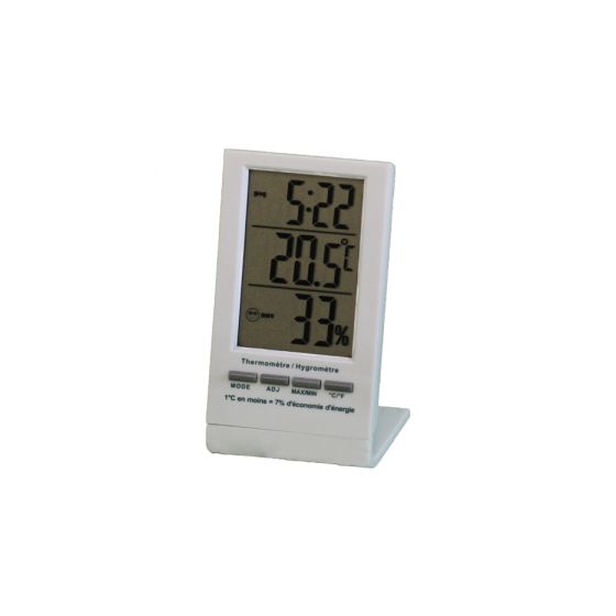 THERMOMÈTRE HYGROMÈTRE DIGITAL/ MINI-MAXI, HORLOGE ET ALARME