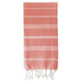 Fouta en coton biologique Blancetcorail 100 x 200cm