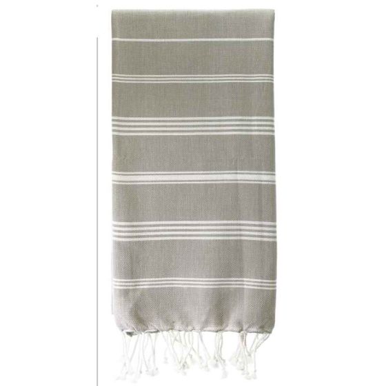 Fouta en coton biologique Blancettaupe 100 x 200cm