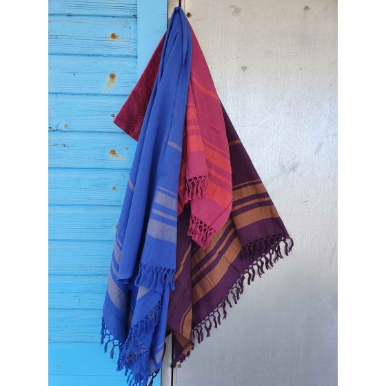 Fouta en coton biologique Blueberry - 90 x 160 cm