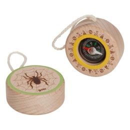 Mini-boussole en bois - motif araignée
