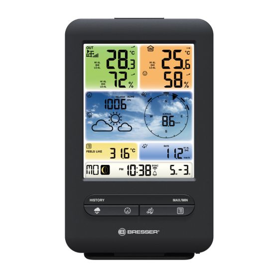Station météo Bresser - Pro - Wifi - 5-en-1 - Écran Couleur - Blanc - Vertical