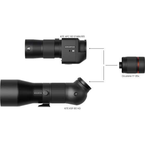 Longue-vue Kite APC 60 ED STABILISEES sans oculaire (compatible KSP80)