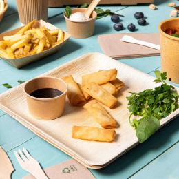 Lot de 25 assiettes compostables en palmier CUADRA 18*18cm