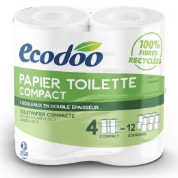 Papier toilette compact recyclé - 4 rouleaux