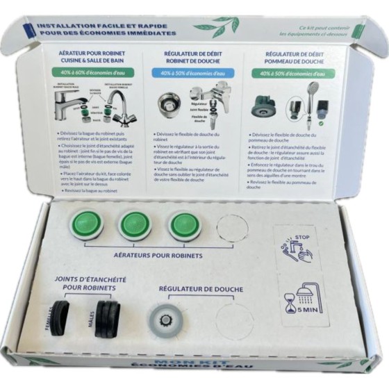 Pack économie d'eau pour 3 robinets et 1 douche
