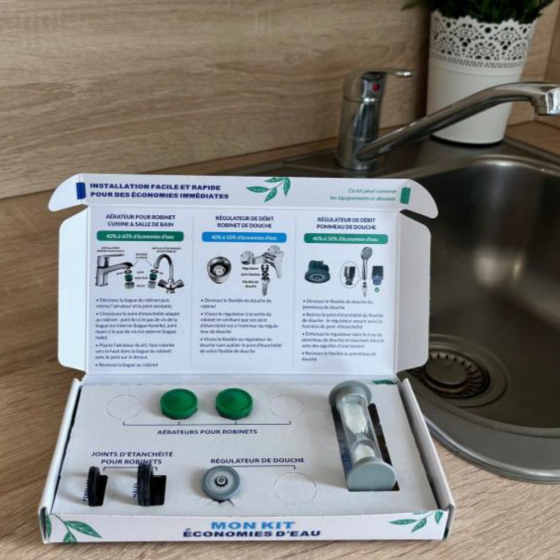 Pack Economies d'eau : 2 robinets + 1 douche + 1 sablier de douche