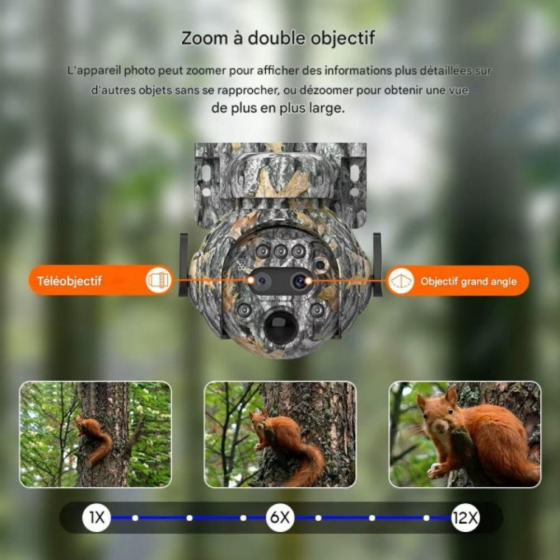 Piège photo wifi - 360° avec panneau solaire