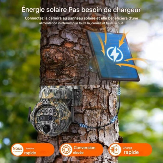 Piège photo wifi - 360° avec panneau solaire
