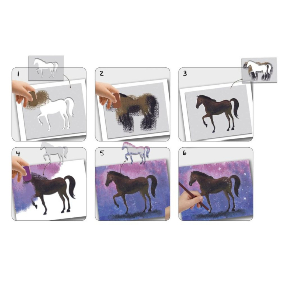 5 Pochoirs artistiques géants - les chevaux