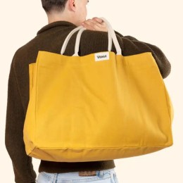 Grand sac cabas jaune en coton bio