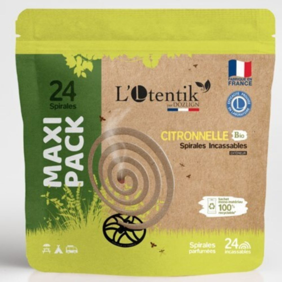 Maxi Sachet de 24 spirales incassables citronnelle BIO (3 socles) Maxi Sachet de 24 spirales incassables citronnelle BIO (3 socles)