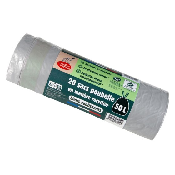 Rouleau 20 sacs poubelle coulissant - 50 L en display