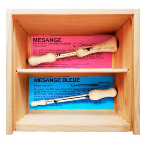 Coffret bois 2 appeaux - Mes anges (charbonnière et bleue)