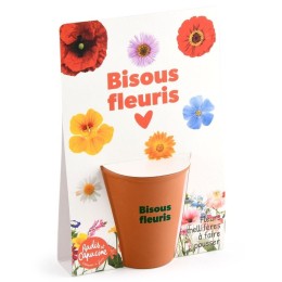 Carte message - Bisous fleuris - Mellifères
