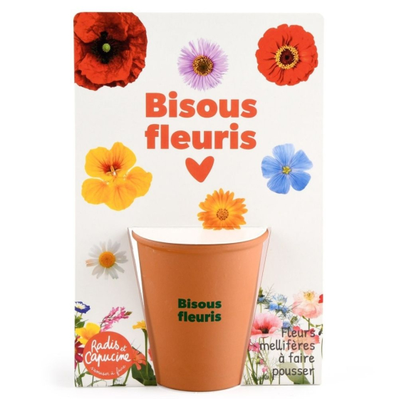 Carte message - Bisous fleuris - Mellifères
