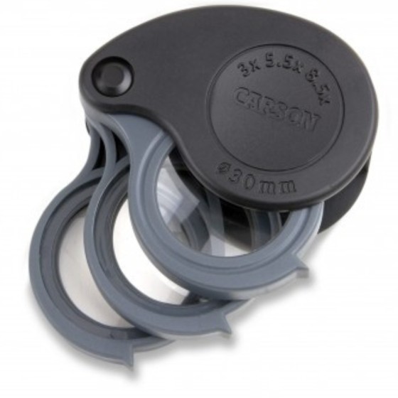 Loupe pliante Triview 3x/5.5x/8.5x avec étui intégré