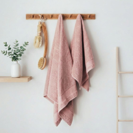 Serviette de toilette coton bio coloris rose blossom