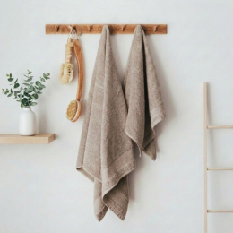 Serviette de toilette coton bio coloris muscade