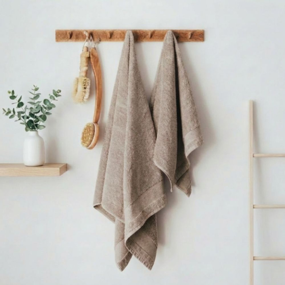 Serviette de toilette coton bio coloris muscade