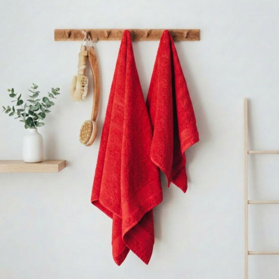 Drap de bain coton bio coloris coquelicot