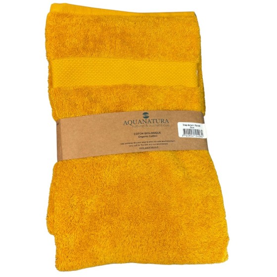 Drap de bain coton bio coloris jaune ocre