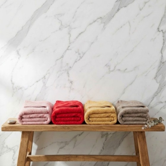 Drap de bain coton bio coloris jaune ocre