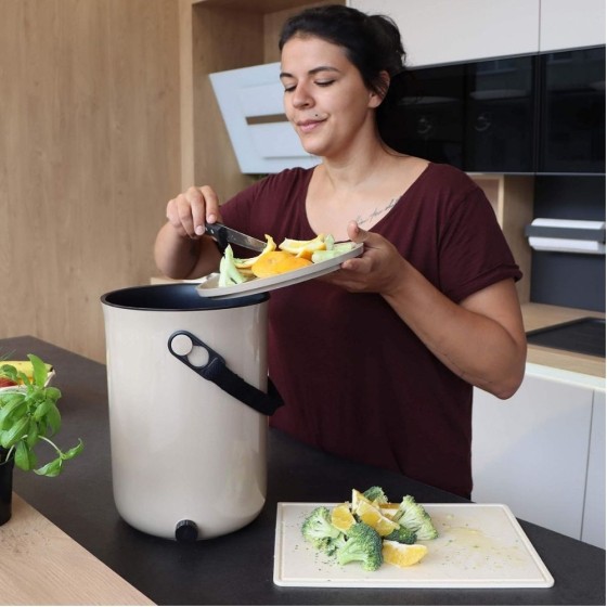 Composteur Bokashi Organko 2 – 9,6 L – Blanc crème – Activateur inclus