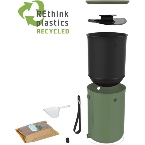 Composteur Bokashi Organko 2 – 9,6 L – Olive – Activateur inclus