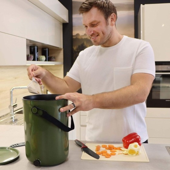 Composteur Bokashi Organko 2 – 9,6 L – Olive – Activateur inclus