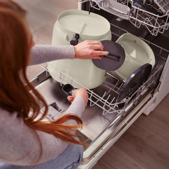 Composteur Bokashi Essential + base – 15,3 L – Blanc crème – Activateur inclus