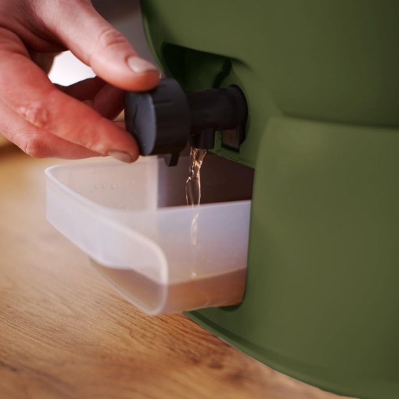 Lot de 2 composteurs Bokashi Essential + base – 15,3 L – Olive – Activateur incl