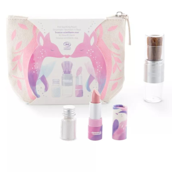 Trousse Scintillante Rose – Pinceau argentetbaume Framboise