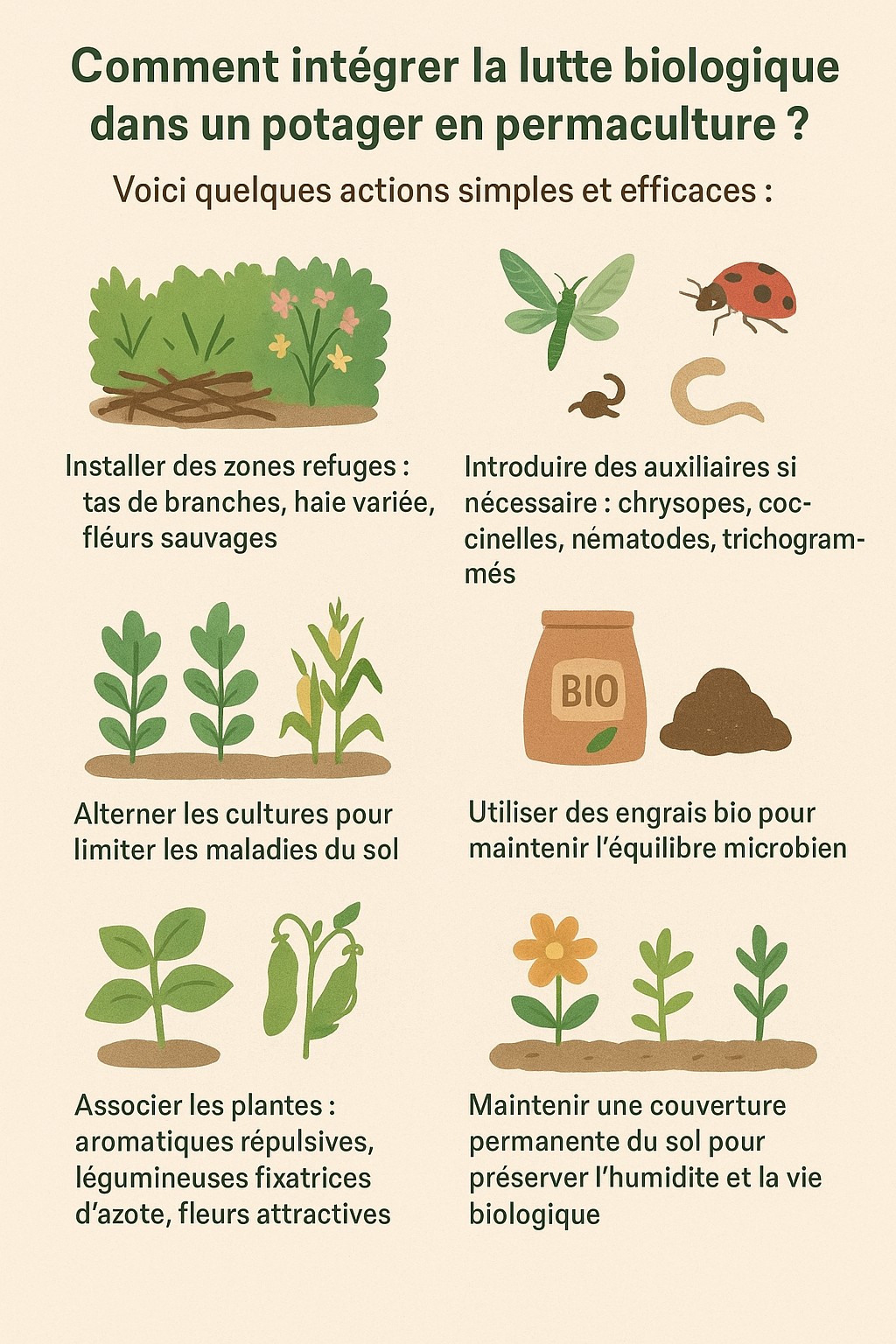 Schema d'un jardin en lutte biologique